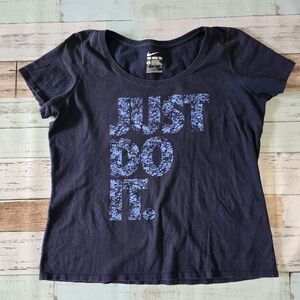 Nike Women's Navy Tee with 'Just Do It' Graphic